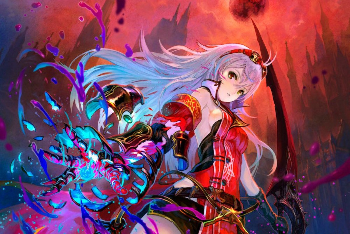 Nights of Azure retro PlayStation 4 video game featuring fantasy action RPG combat, anime style storytelling, supernatural battles and gothic adventure gameplay