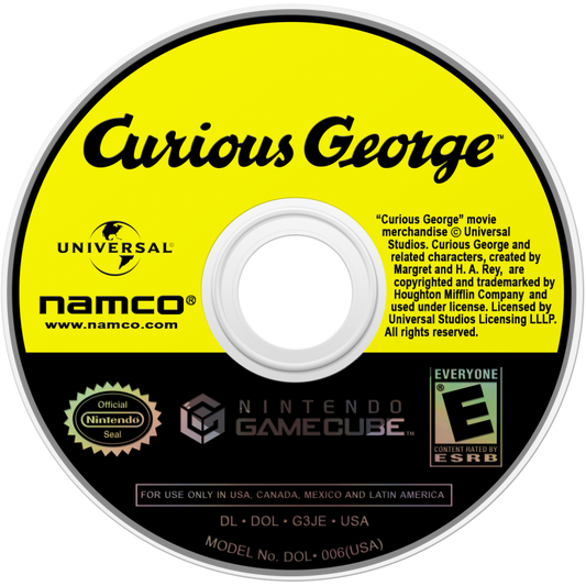 Curious George GameCube GC video game, action adventure, puzzle platformer, family-friendly gameplay, Nintendo GameCube title disc