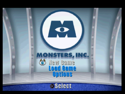 Monsters, Inc. Scream Team game for the PlayStation featuring 3D platforming gameplay based on the Pixar film with character switching between Mike and Sulley exploration of Monstropolis and energy collecting missions in a family friendly adventure setting gameplay 
