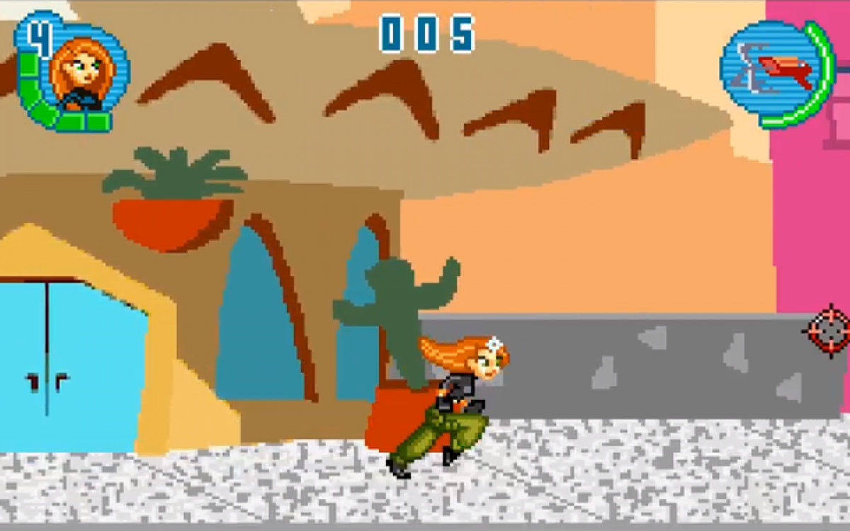 Disney’s Kim Possible 2 Drakken’s Demise Game Boy Advance GBA video game, action platformer, cartoon-based adventure, handheld Nintendo system title gameplay screenshot