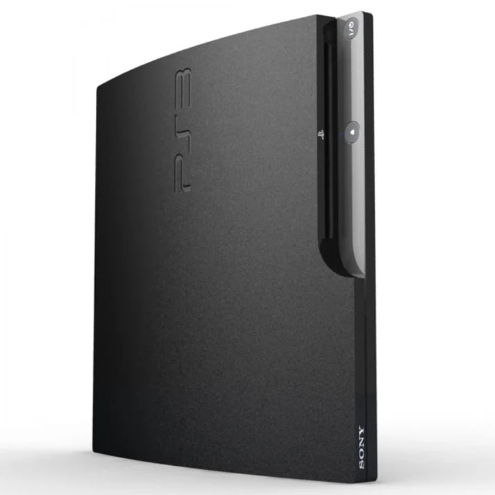 PlayStation 3 PS3 Slim System 320GB console for video game enthusiasts featuring original Sony gaming hardware compact slim design expanded hard drive storage built in Blu ray disc player wireless connectivity HDMI output PlayStation 3 game compatibility digital media features collectible console gaming appeal front view