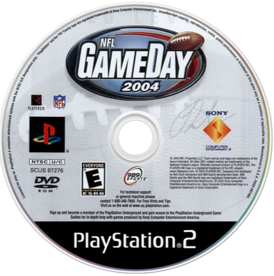 NFL GameDay 2004 – PlayStation 2 (PS2) American football sports video game disc