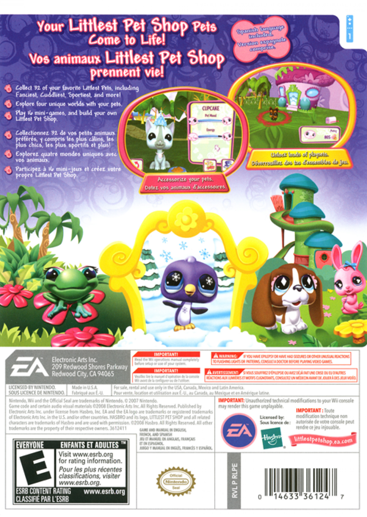 Littlest Pet Shop – Nintendo Wii (Wii) family-friendly pet simulation adventure video game back of case