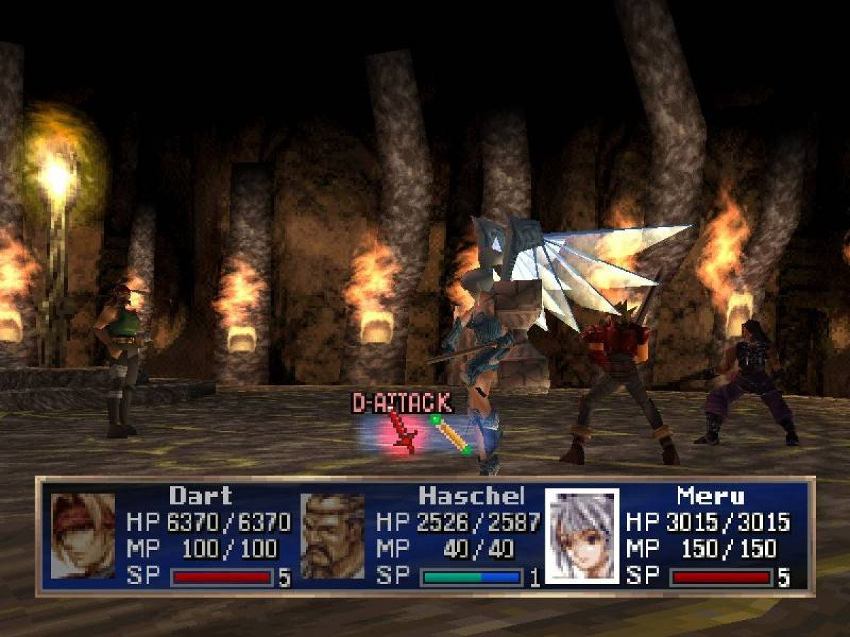 Legend of Dragoon Greatest Hits PlayStation 1 turn-based RPG four player party additions system magic dragoon transformations epic fantasy Sony classic gameplay screenshot