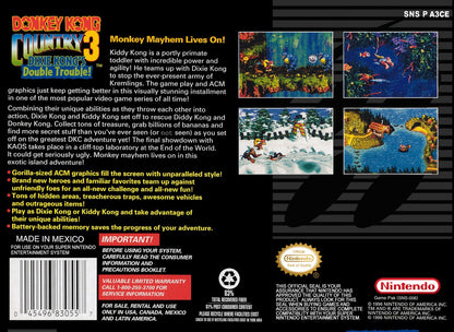 Donkey Kong Country 3: Dixie Kong's Double Trouble – Super Nintendo Entertainment System (SNES) Back cover Box art image 