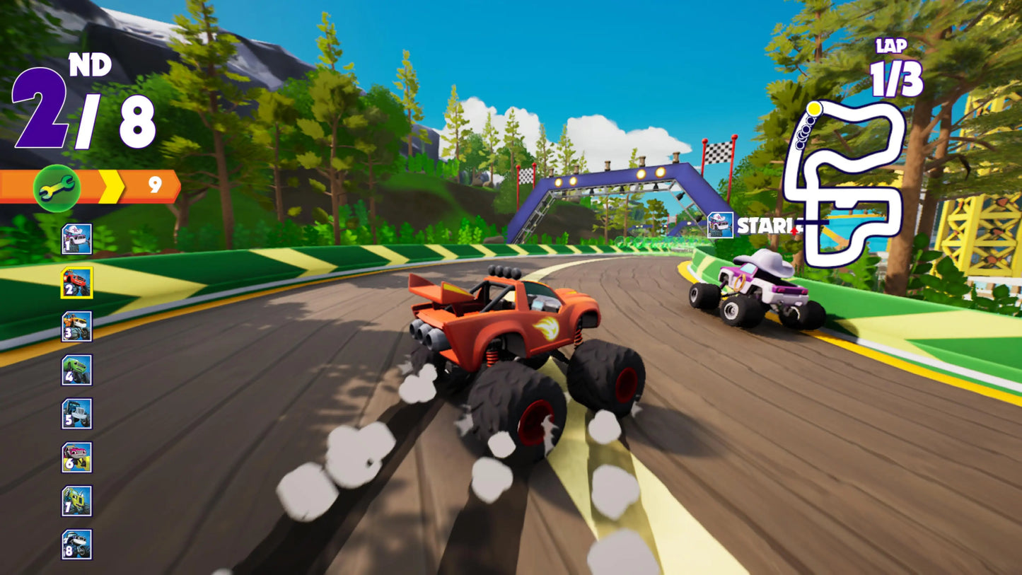 Blaze and the Monster Machines Axle City Racers PlayStation 4 PS4 kids racing game family-friendly educational adventure based on the Nickelodeon TV show gameplay screenshot