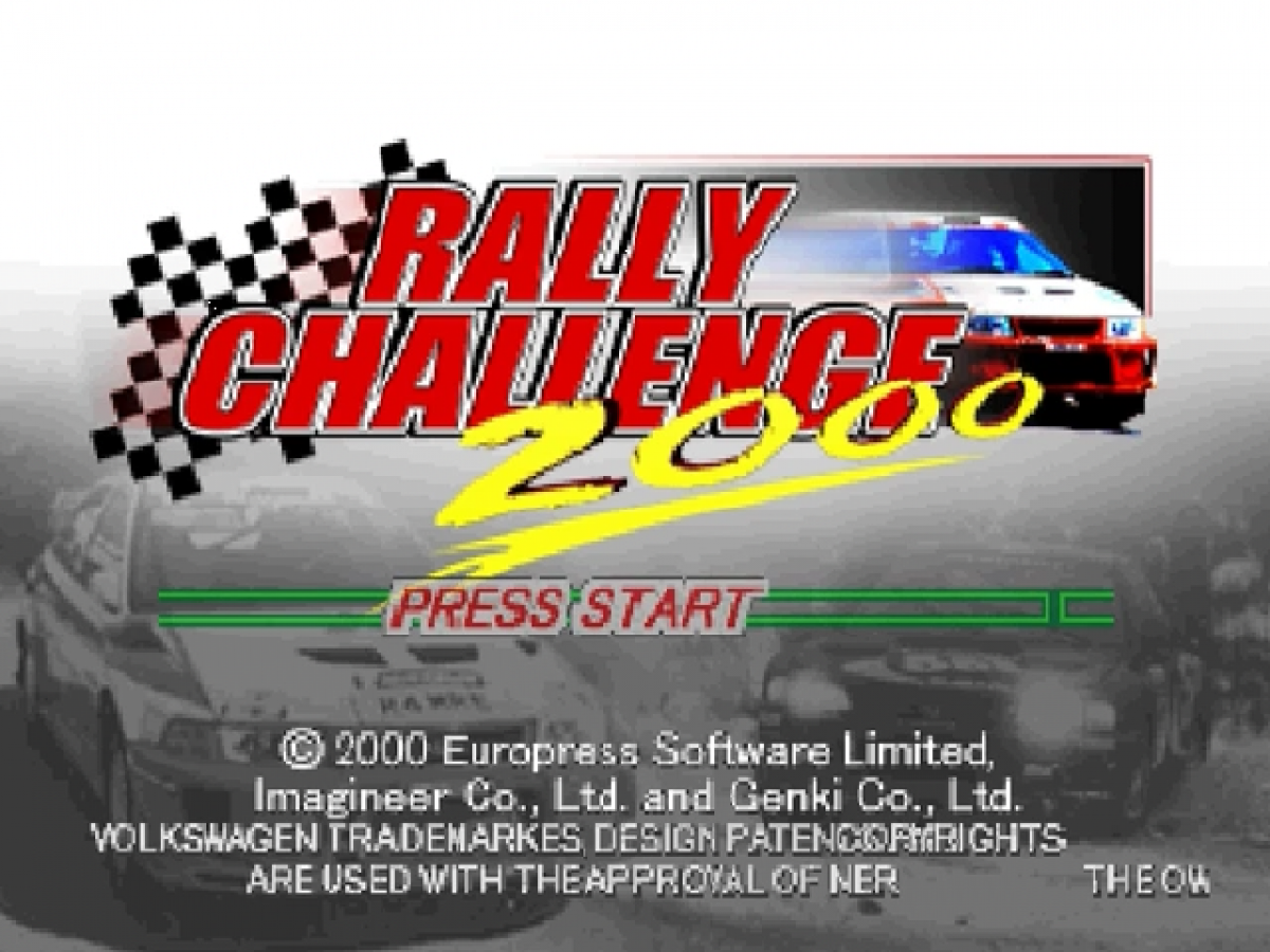 Rally Challenge 2000 title screen for Nintendo 64 (N64) video game