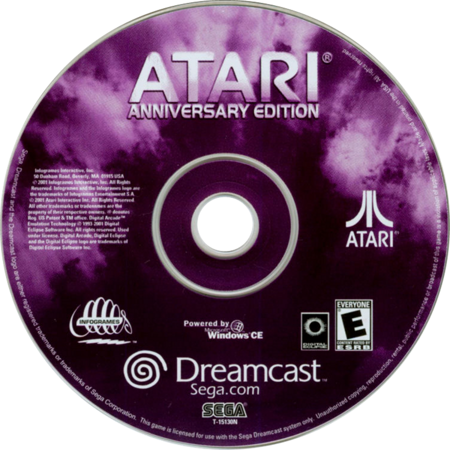 Retro Atari Anniversary Edition Dreamcast inspired design featuring classic arcade gaming collection aesthetic vintage Sega Dreamcast retro Atari titles old school pixel gameplay nostalgic gaming history celebration iconic arcade presentation disc