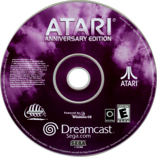 Retro Atari Anniversary Edition Dreamcast inspired design featuring classic arcade gaming collection aesthetic vintage Sega Dreamcast retro Atari titles old school pixel gameplay nostalgic gaming history celebration iconic arcade presentation disc