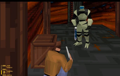 Fade to Black PlayStation PS1 for action adventure video game fans featuring third person sci fi gameplay futuristic exploration intense combat puzzle solving space environments cinematic storytelling platforming challenges and immersive cyberpunk adventure collectible gaming appeal gameplay