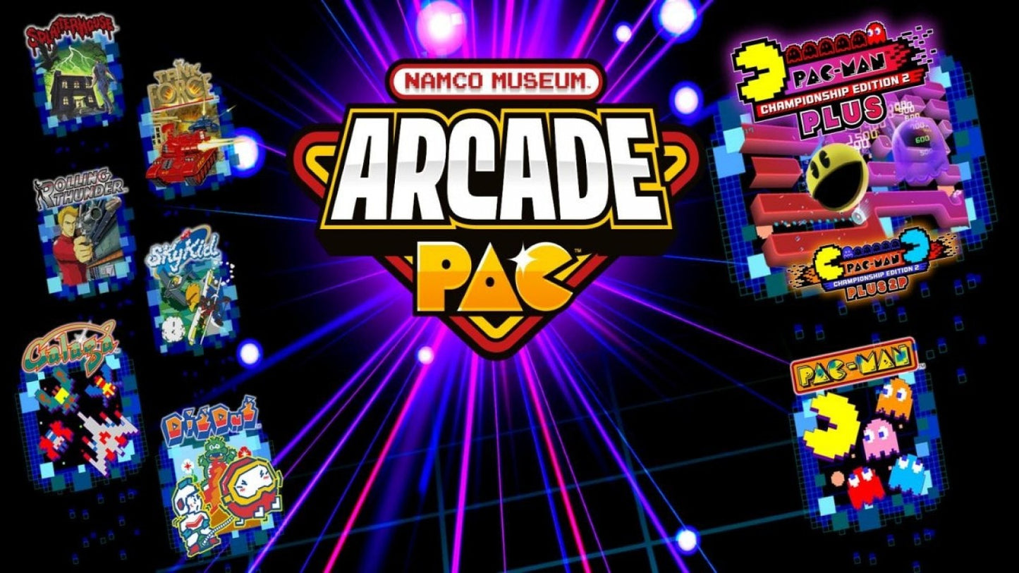 Namco Museum Arcade Pac – Nintendo Switch (NS) Game Title Screen Art HD Image for this Classic Fun Nintendo switch Game 
