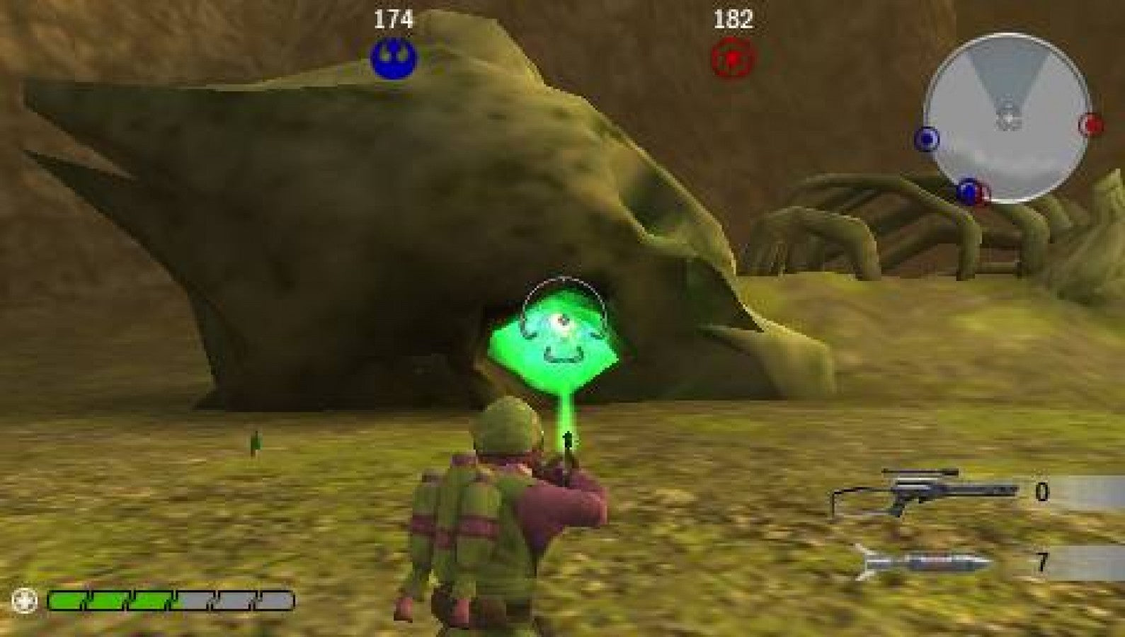 Star Wars Battlefront Renegade Squadron PlayStation Portable PSP video game, third-person shooter, large-scale sci-fi battles, Star Wars franchise title gameplay screenshot