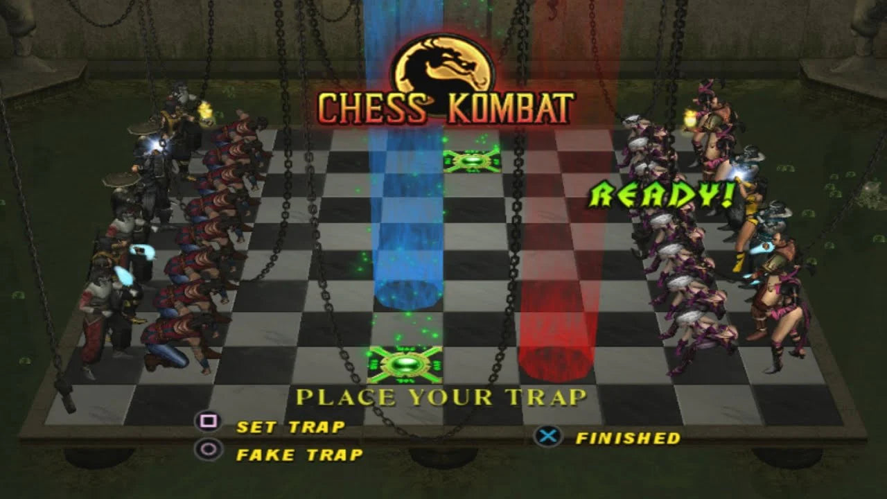 Mortal Kombat: Deception for Nintendo GameCube (GC) at Gamers INC, featuring the brutal and deep installment of the legendary fighting series that introduces the massive "Konquest" open-world RPG mode and innovative "Chess Kombat" and "Puzzle Kombat" mini-games, alongside a massive roster of warriors—including GameCube exclusive playable characters Goro and Shao Kahn—for the ultimate fatalities and weapon-based combat experience gameplay screenshot