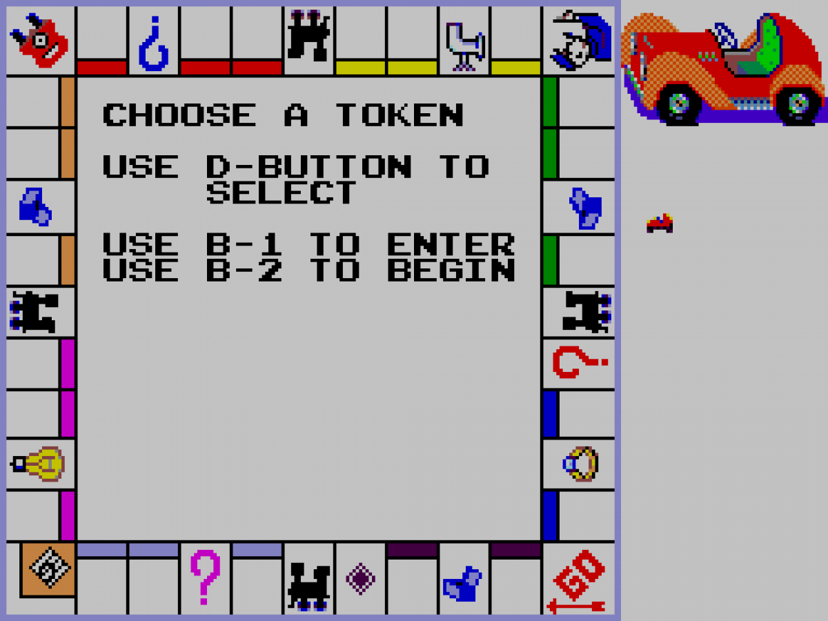 Monopoly gameplay for Sega Master System (SMS) strategy board game adaptation featuring classic Parker Brothers property trading theme