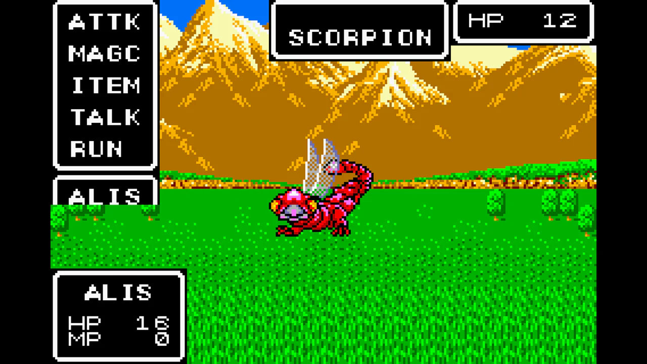 Phantasy Star Collection [CIB] for Game Boy Advance (GBA) featuring portable versions of classic sci-fi RPGs from the SEGA Master System, including Phantasy Star I, II, and III; explore alien worlds, build your party, and experience the roots of the legendary series in this complete-in-box compilation gameplay screenshot