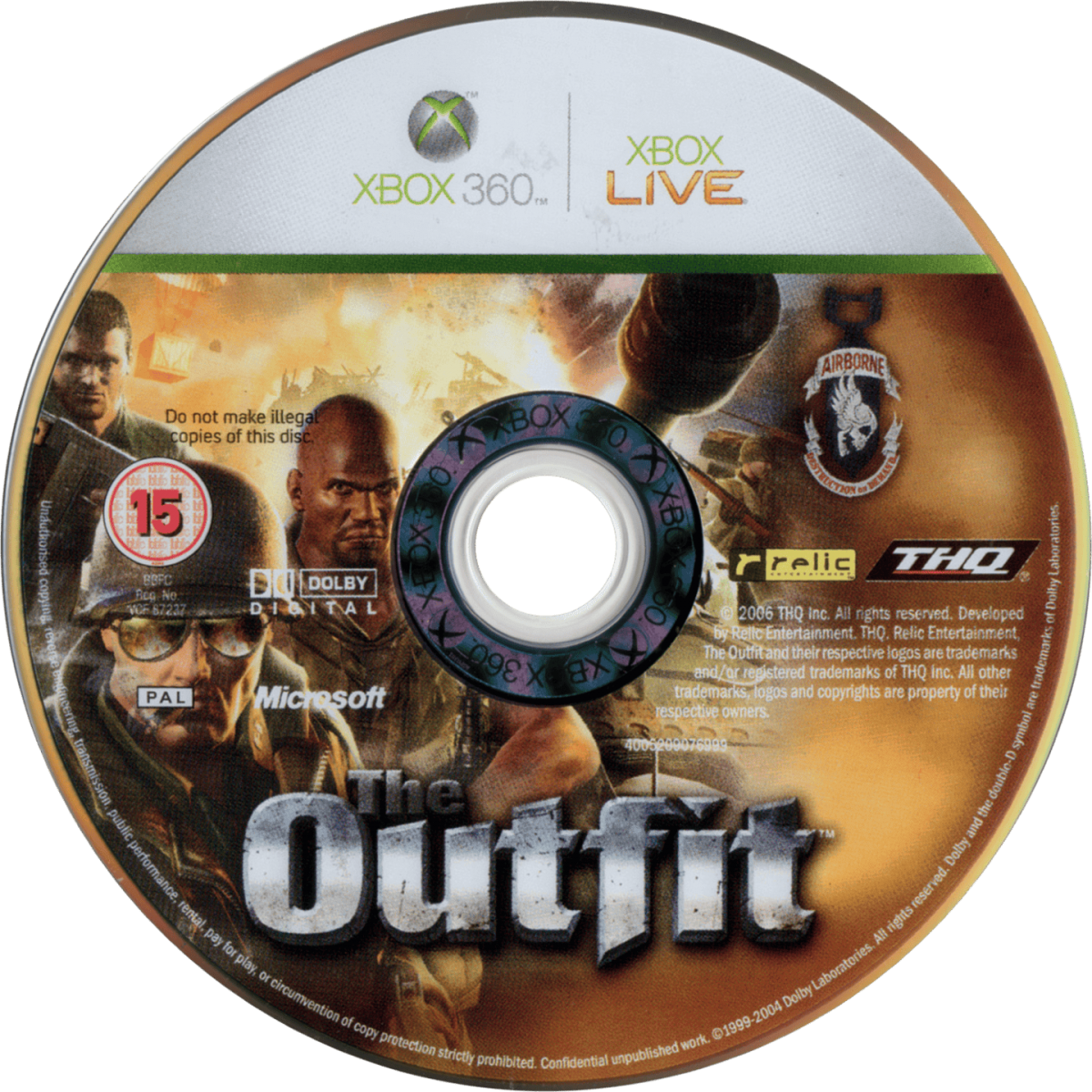 The Outfit Xbox 360 disc art for action strategy video game.