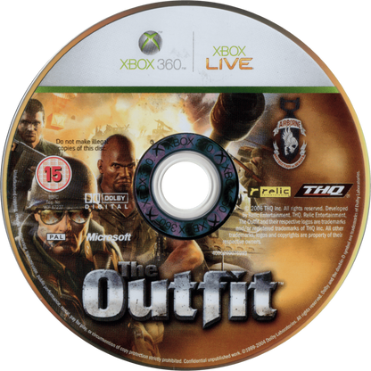 The Outfit Xbox 360 disc art for action strategy video game.
