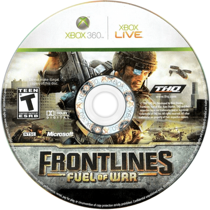 Frontlines: Fuel of War disc for Xbox 360 (X360) first-person shooter video game