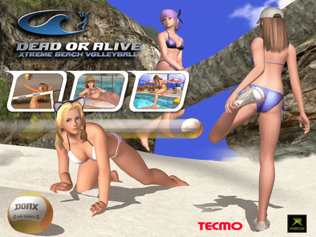 Dead or Alive Xtreme Beach Volleyball Xbox sports and mini-games title featuring characters playing beach volleyball in tropical settings gameplay