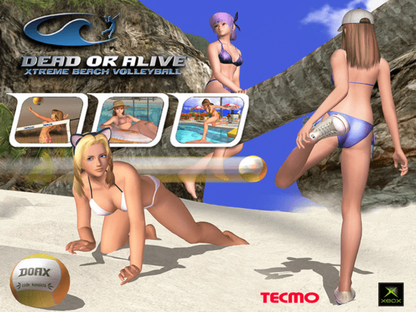 Dead or Alive Xtreme Beach Volleyball Xbox sports and mini-games title featuring characters playing beach volleyball in tropical settings gameplay