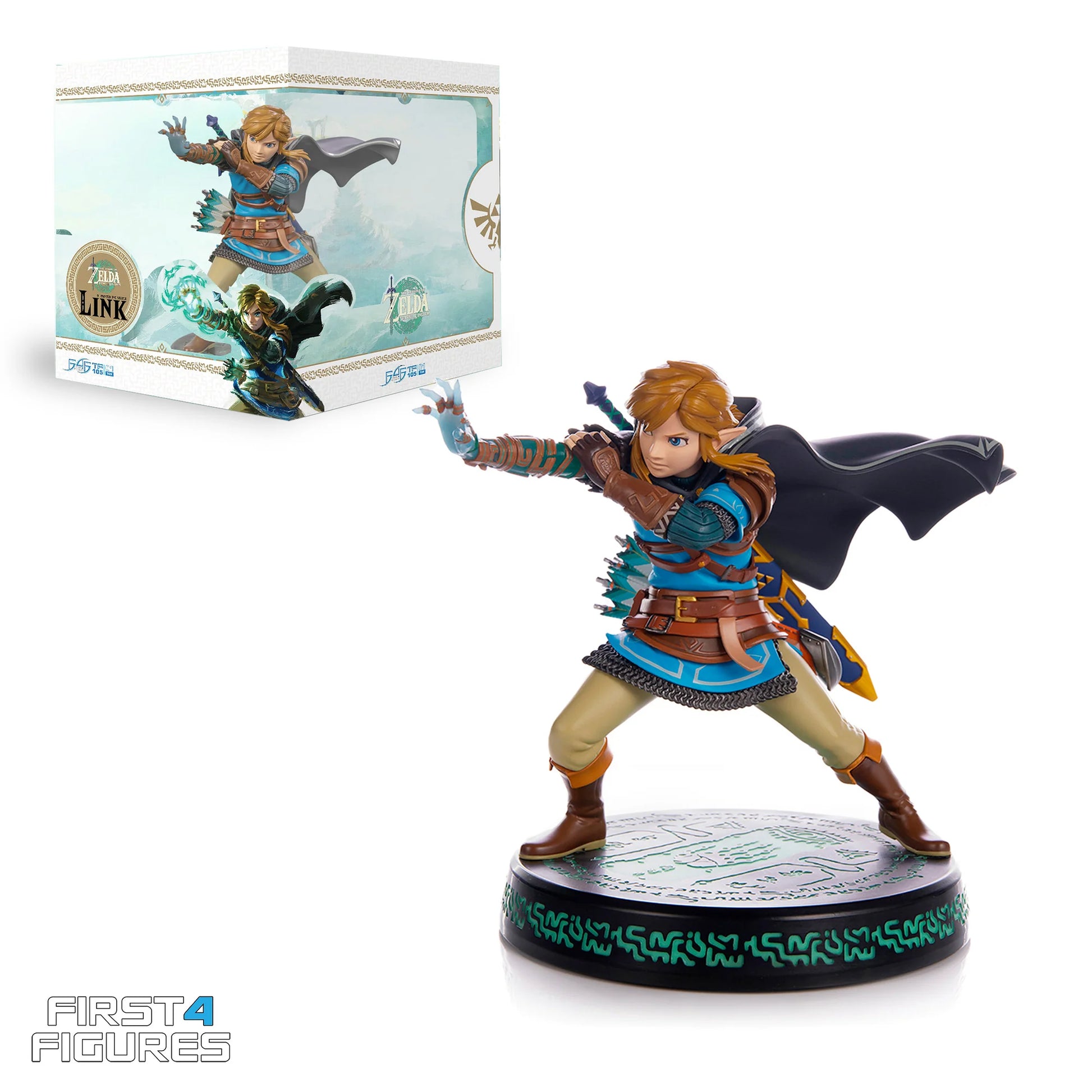 Tears of the Kingdom Link 9 inch statue by First 4 Figures detailed Legend of Zelda collectible featuring heroic pose intricate armor and premium display quality celebrating the Nintendo fantasy adventure franchise