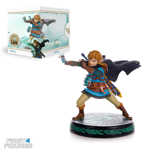 Tears of the Kingdom Link 9 inch statue by First 4 Figures detailed Legend of Zelda collectible featuring heroic pose intricate armor and premium display quality celebrating the Nintendo fantasy adventure franchise
