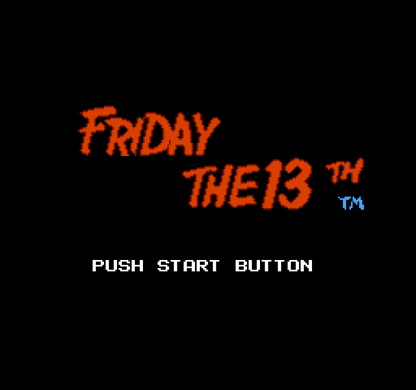 Friday the 13th cartridge for the Nintendo Entertainment System featuring 8 bit survival horror action with camp counselors battling Jason across Camp Crystal Lake with exploration and item based gameplay