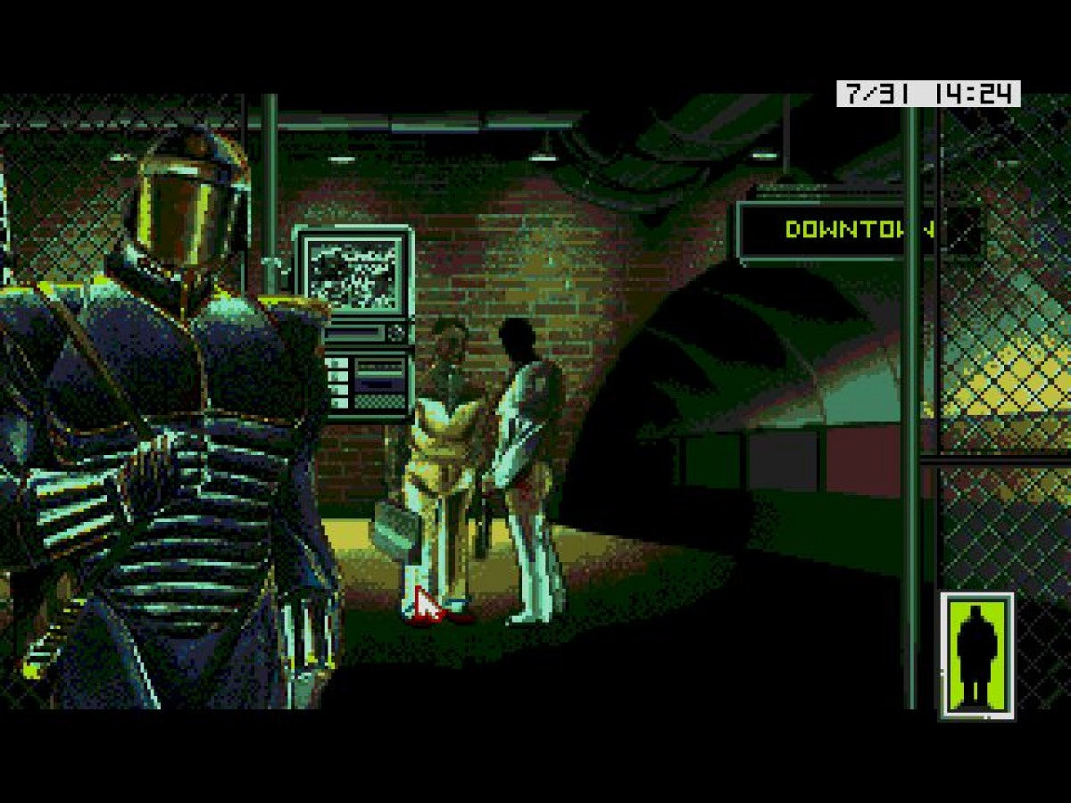 Rise of the Dragon Sega CD cinematic adventure game point and click cyberpunk detective story Blade Runner style futuristic LA investigation puzzles branching narrative FMV cutscenes Sierra On-Line retro gaming Sega CD software video game title gameplay