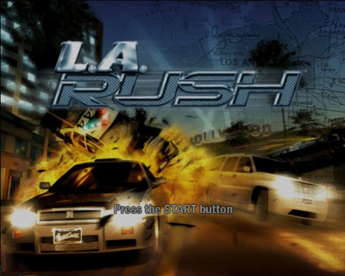 L.A. Rush title screen for Playstation 2 (PS2) video game