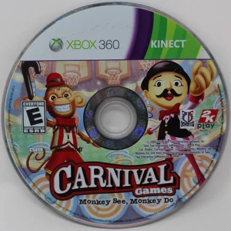 Carnival Games: Monkey See, Monkey Do disc for Xbox 360 (X360) party minigame video game