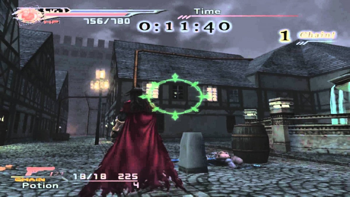 Dirge of Cerberus Final Fantasy VII PS2 Sony PlayStation 2 third person shooter action RPG Final Fantasy VII spin off Vincent Valentine gun combat sci fi fantasy storyline Square Enix cinematic gameplay retro gaming PlayStation 2 software video game title gameplay