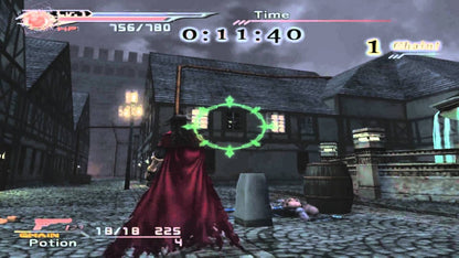 Dirge of Cerberus Final Fantasy VII PS2 Sony PlayStation 2 third person shooter action RPG Final Fantasy VII spin off Vincent Valentine gun combat sci fi fantasy storyline Square Enix cinematic gameplay retro gaming PlayStation 2 software video game title gameplay