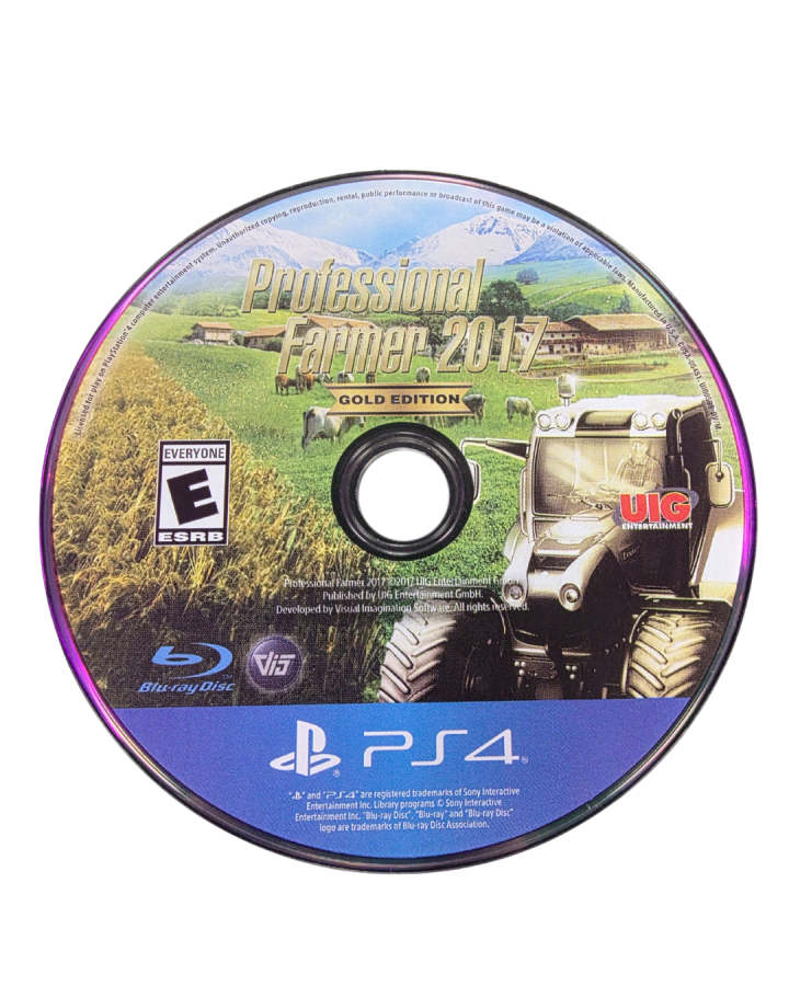 Professional Farmer 2017 [Gold Edition] disc cover art for PlayStation 4 farming video game.