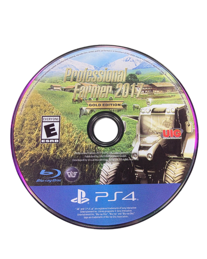 Professional Farmer 2017 [Gold Edition] disc cover art for PlayStation 4 farming video game.