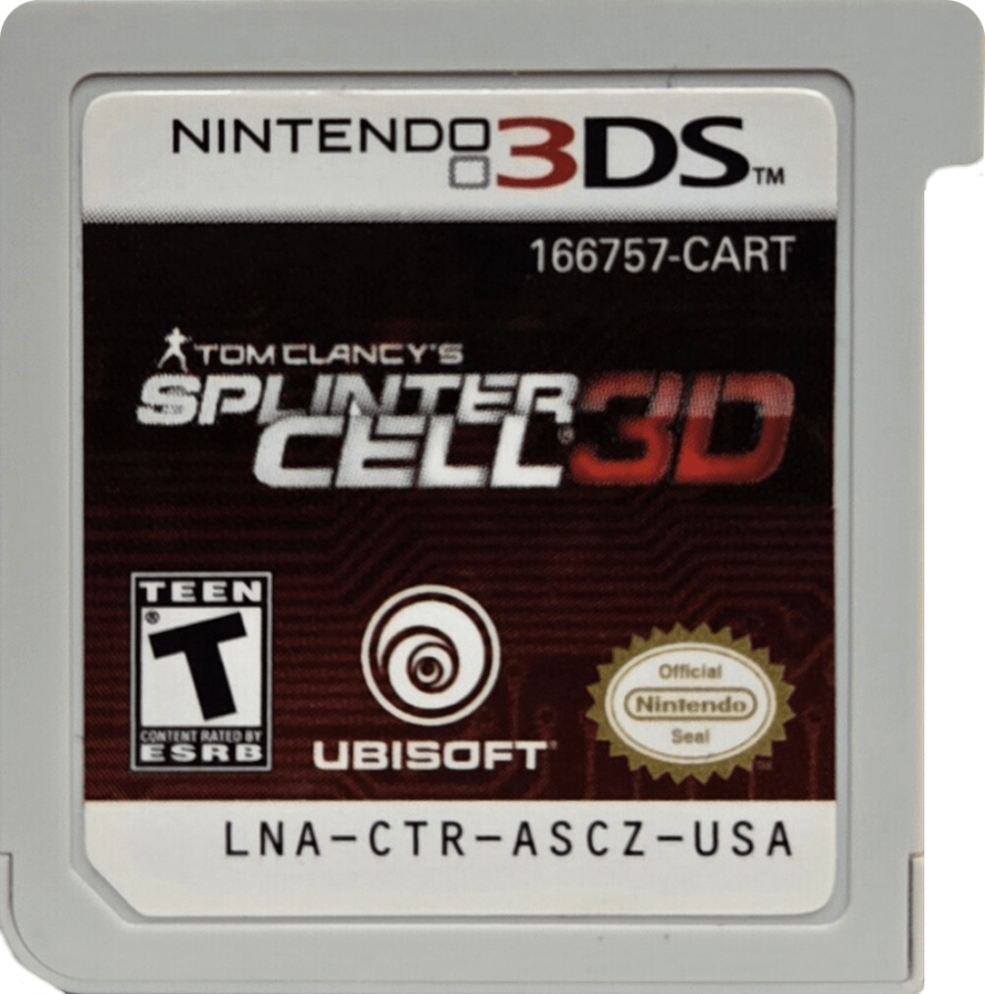 Tom Clancys Splinter Cell 3D Nintendo 3DS video game featuring stealth action gameplay tactical espionage missions Sam Fisher covert operations and Ubisoft handheld adaptation with immersive 3D visuals cartridge