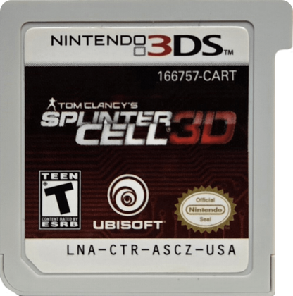 Tom Clancys Splinter Cell 3D Nintendo 3DS video game featuring stealth action gameplay tactical espionage missions Sam Fisher covert operations and Ubisoft handheld adaptation with immersive 3D visuals cartridge