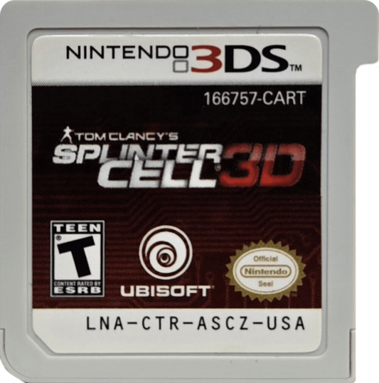 Tom Clancys Splinter Cell 3D Nintendo 3DS video game featuring stealth action gameplay tactical espionage missions Sam Fisher covert operations and Ubisoft handheld adaptation with immersive 3D visuals cartridge