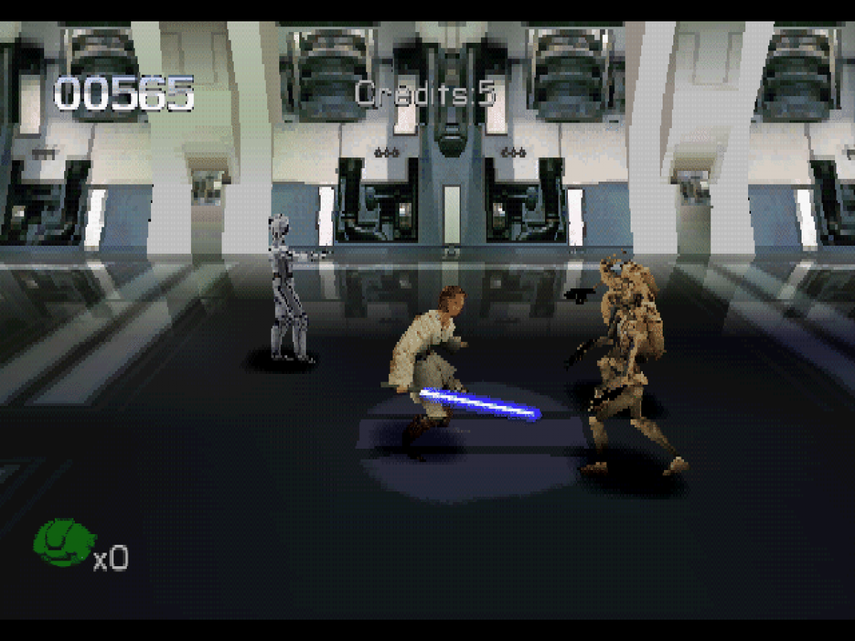 Star Wars Episode I Jedi Power Battles PlayStation 1 arcade action fighting game playable Jedi characters light saber combat gameplay