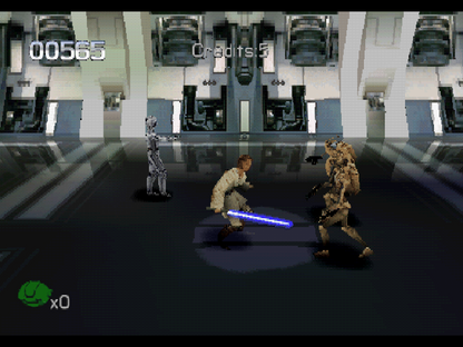 Star Wars Episode I Jedi Power Battles PlayStation 1 arcade action fighting game playable Jedi characters light saber combat gameplay