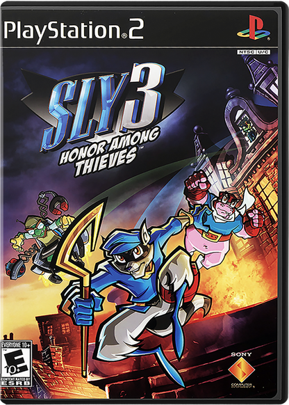 Sly 3: Honor Among Thieves – PlayStation 2 (PS2) video game cover image, action-adventure platformer.