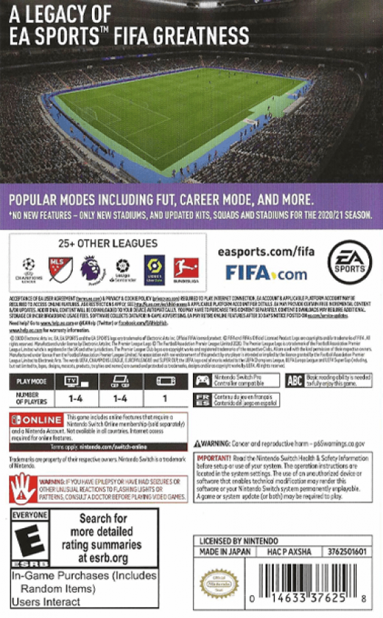 FIFA 22 Legacy Edition Nintendo Switch NS video game featuring soccer football sports gameplay international teams professional players competitive matches career mode tournaments skill moves goal scoring and classic FIFA gameplay Nintendo Switch gaming video game collection collectible gaming appeal back cover art
