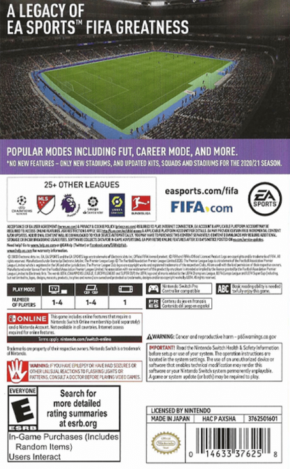 FIFA 22 Legacy Edition Nintendo Switch NS video game featuring soccer football sports gameplay international teams professional players competitive matches career mode tournaments skill moves goal scoring and classic FIFA gameplay Nintendo Switch gaming video game collection collectible gaming appeal back cover art