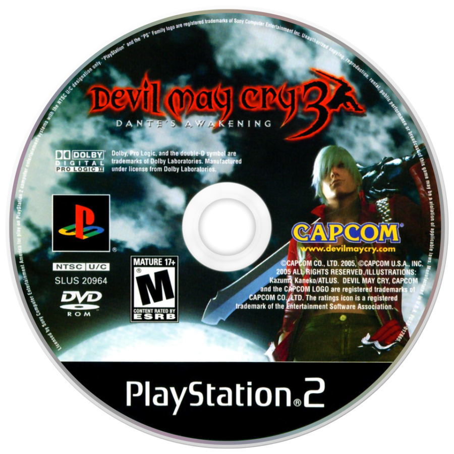 Devil May Cry 3: Dante’s Awakening for PlayStation 2 (PS2) at Gamers INC, featuring the explosive prequel that defined stylish action with fast, combo-heavy sword and gun combat, multiple fighting styles to master, iconic boss battles, and a high-energy story that pits Dante against Vergil in one of the greatest hack-and-slash games of all time disc