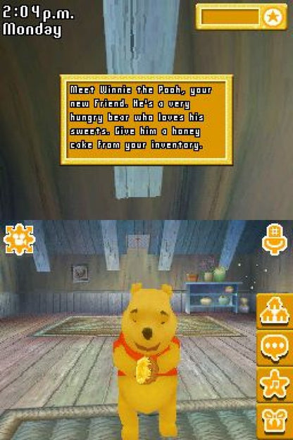 Disney Friends for Nintendo DS, gameplay for a life simulation video game with Disney characters, friendship activities, mini-games, and casual interactive gameplay