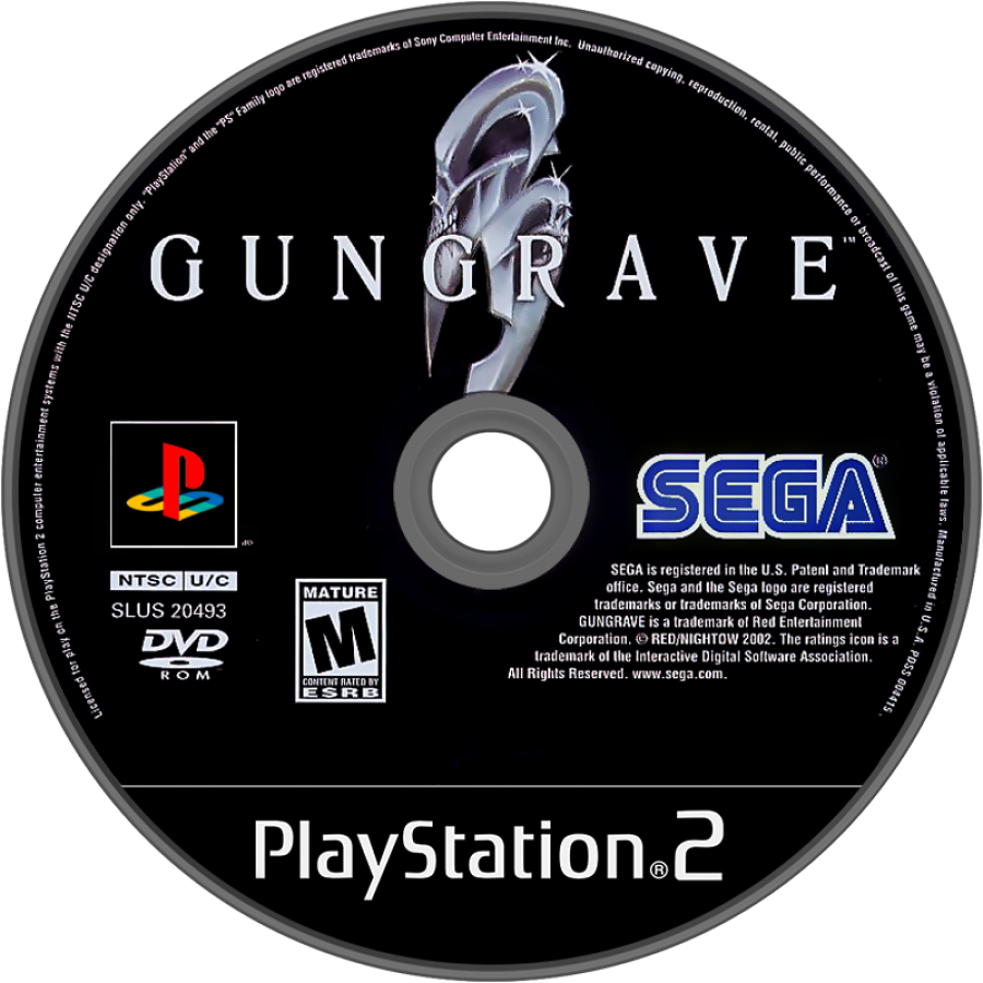 Retro Gungrave PS2 inspired design featuring dark sci fi anime shooter aesthetic vintage PlayStation 2 action gameplay dual wield guns blazing antihero futuristic crime syndicate battles cel shaded style explosive arcade combat nostalgia disc