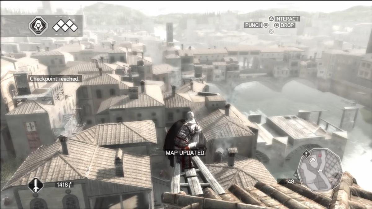 Assassin’s Creed II action-adventure retro video game for PlayStation 3 (PS3), featuring Ezio Auditore in Renaissance Italy gameplay
