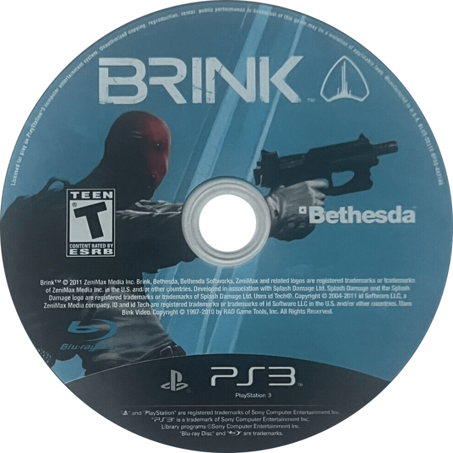 Brink disc for PlayStation 3 (PS3) video game