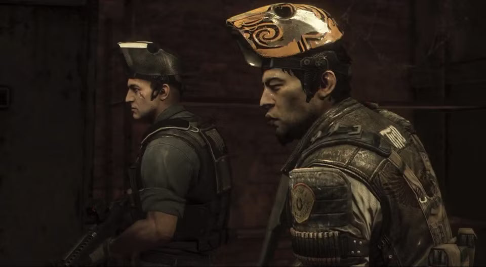 Army of Two The Devil's Cartel Xbox 360 inspired design featuring cooperative third person shooter aesthetic intense cartel warfare tactical teamwork explosive firefights customizable weapons action packed missions cinematic military combat presentation gameplay