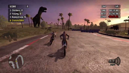 MX vs ATV Untamed Platinum Hits Xbox 360 off-road racing video game X-Cross tournament bringing together eight racing series monster trucks trophy trucks ORV sport vehicles professional riders Ricky Carmichael Chad Reed Rhythm Racing physics engine power slides whips scrubs massive outdoor environments customization online multiplayer competition gameplay screenshot