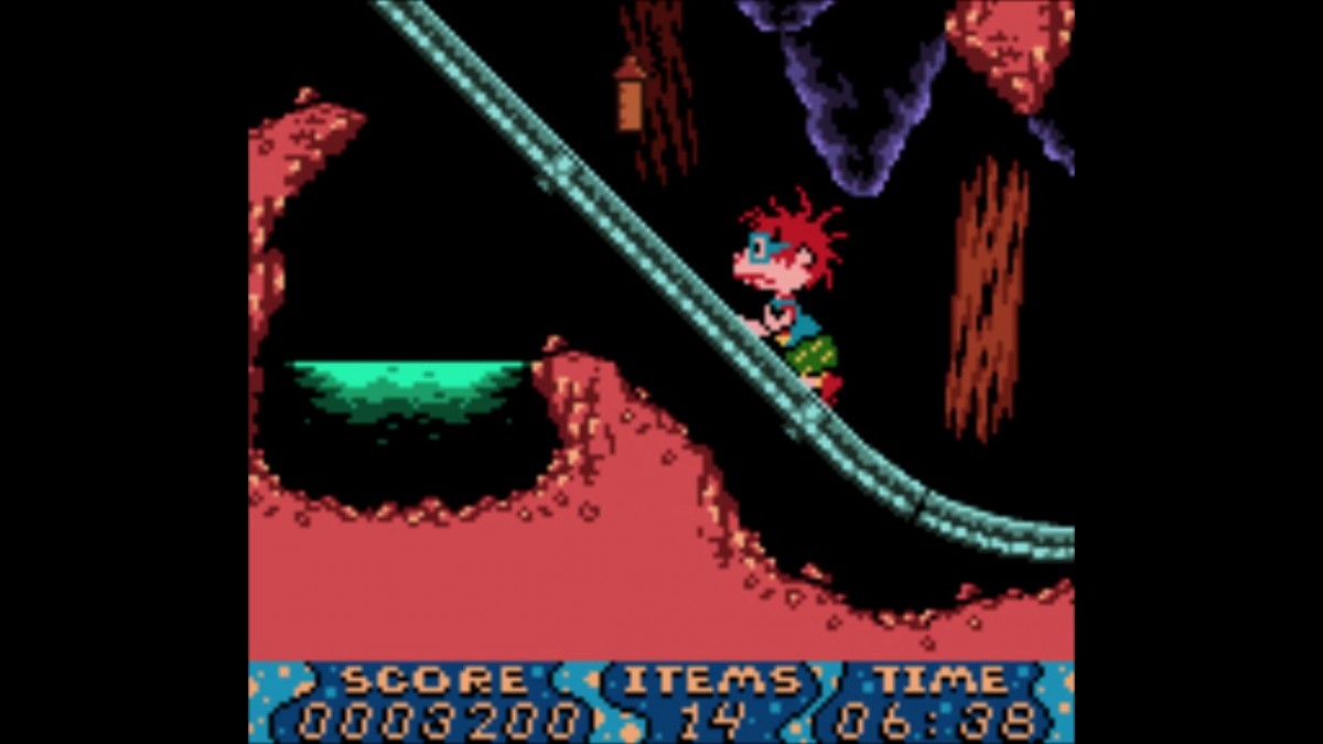 The Rugrats Movie Game Boy Color GBC handheld platformer action video game based on the animated film starring Tommy Pickles Chuckie Phil Lil Dil Reptar levels THQ gameplay screenshot